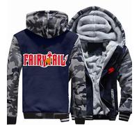 MODRYER Veste Polaire pour Homme pour Fairy Tail Hiver Chaud Sweats À Capuche Zippés Plein Air Coupe-Vent Vestes Softshell Manteaux Doux À Manches Longues avec Capuche,Grey-3XL