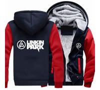 MODRYER Veste Polaire Zippée pour Homme pour Linkin Park Sweat À Capuche Coupe-Vent Veste Softshell Sweat-Shirt À Capuche Chaud d'hiver Manteau Épais Thermique,Red-M