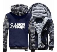 MODRYER Veste Polaire Zippée pour Homme pour Linkin Park Sweat À Capuche Coupe-Vent Veste Softshell Sweat-Shirt À Capuche Chaud d'hiver Manteau Épais Thermique,Grey-L