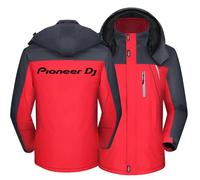 MODRYER Veste Polaire Zippée pour Homme pour Pioneer DJ Veste De Ski Coupe-Vent Manteaux Rembourrés d'hiver Chauds D'extérieur pour Pro DJ Vestes Parka De Montagne,Red-XL