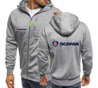 MODRYER Vestes À Capuche pour Hommes pour Scania Sweat-Shirt Coupe-Vent Thermique Veste À Capuche Manteaux Épais d'hiver avec Capuche Vestes Coupe-Vent Softshell,Light Gray-M