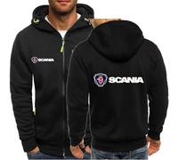 MODRYER Vestes À Capuche pour Hommes pour Scania Sweat-Shirt Coupe-Vent Thermique Veste À Capuche Manteaux Épais d'hiver avec Capuche Vestes Coupe-Vent Softshell,Black-XXL