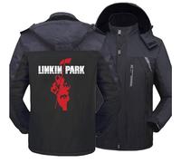 MODRYER Vestes De Ski pour Hommes pour Linkin Park Manteau d'hiver Chaud À Capuche Veste De Ski Coupe-Vent Softshell Coupe-Vent Veste Bombardier Imperméable À Capuche,Black-3XL