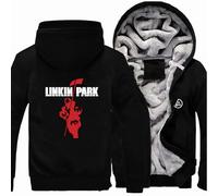 MODRYER Vestes d'hiver pour Hommes pour Linkin Park Sweat-Shirt À Capuche Thermique Épais Sweat À Capuche en Polaire Manteau D'extérieur Chaud Et Décontracté Coupe-Vent Épais,Black-4XL
