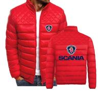 MODRYER Vestes d'hiver pour Hommes pour Scania Veste Matelassée Chaude Veste Isolante Matelassée Manteau De Ski De Neige Vestes D'extérieur en Duvet pour Le Ski Course À Pied Voyage,Red-L