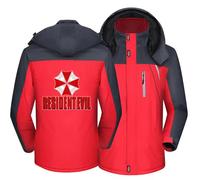 MODRYER Vestes d'hiver pour Hommes pour Veste De Ski Résidente Coupe-Vent À Capuche Chaude pour Sweat À Capuche en Polaire Evil Parka Coupe-Vent Veste De Pluie pour Parapluie,Red-M