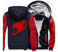MODRYER Vestes d'hiver pour Hommes Sweats À Capuche en Polaire pour Fairy Tail Manteaux Coupe-Vent Doux Épais Chaud Sweat-Shirt À Capuche Zippé Veste Softshell D'extérieur,Red-M