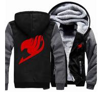 MODRYER Vestes d'hiver pour Hommes Sweats À Capuche en Polaire pour Fairy Tail Manteaux Coupe-Vent Doux Épais Chaud Sweat-Shirt À Capuche Zippé Veste Softshell D'extérieur,Black Grey-M