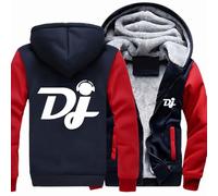 MODRYER Vestes Polaires pour Hommes pour Pioneer DJ Sweats À Capuche Entièrement Zippés Manteaux Chauds d'hiver pour Pro DJ en Plein Air Coupe-Vent Thermique Épais avec Poches,Red-3XL