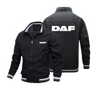 MODRYER Vestes Zippées pour Hommes pour DAF Veste Aviateur Coupe-Vent Légère Décontracté Mode Vêtements D'extérieur Chauds pour Le Printemps Et L'automne Manteau D'extérieur,Black-L