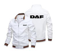 MODRYER Vestes Zippées pour Hommes pour DAF Veste Aviateur Coupe-Vent Légère Décontracté Mode Vêtements D'extérieur Chauds pour Le Printemps Et L'automne Manteau D'extérieur,White-S