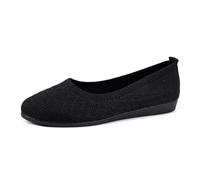 MODSGUE Ballerines blanches pour femme - Chaussures plates respirantes - Robe en tricot - Bout rond - Mocassins à enfiler - Ballerines de marche - Chaussures d'été classiques - Basses et souples, Noir