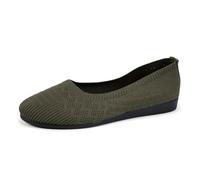 MODSGUE Ballerines blanches pour femme - Chaussures plates respirantes - Robe en tricot - Bout rond - Mocassins à enfiler - Ballerines de marche - Chaussures d'été classiques - Basses et souples, vert