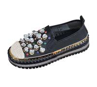 MODSGUE Baskets à paillettes scintillantes tendance brillantes décontractées à paillettes Chaussures de concert en toile à lacets confortables et rembourrées pour les fêtes de mariage de rue, Noir