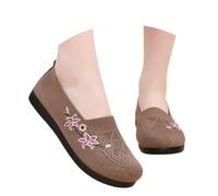 MODSGUE Baskets confortables à enfiler pour femme - Légères et respirantes - Chaussures de loisirs d'extérieur tricotées - Chaussures plates - Chaussures d'été - Chaussures de gymnastique, café, 41 EU