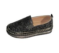 MODSGUE Baskets plates à paillettes pour femme - Chaussures de marche - Basiques - Chaussures de loisirs - Chaussures de course, Noir , 43