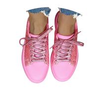 MODSGUE Baskets plates à paillettes pour femme - Respirantes - Paillettes - Chaussures de sport d'extérieur - Chaussures de course - Chaussures de tennis - Chaussures de randonnée, Rose, 37 EU