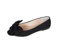 MODSGUE Baskets tendance pour femme - Peintes - Coupe basse - Nœud papillon - Décontractées - Ballerines - Pointe - Chaussures à enfiler - Mocassins en toile, Noir , 38 EU