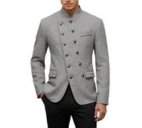 MODSGUE Blazer pour homme - Gris - À carreaux - Coupe droite - Veste de costume anglaise vintage élégante - Double boutonnage - Pour les loisirs et les affaires - Pour mariage, affaires, fête, gris, M
