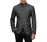 MODSGUE Blazer pour homme - Gris - À carreaux - Coupe droite - Veste de costume anglaise vintage élégante - Double boutonnage - Pour les loisirs et les affaires - Pour mariage, affaires, fête, Noir