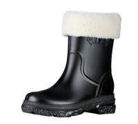 MODSGUE Bottes d'hiver doublées pour femme - Bottes de pluie chaudes - Bottes en caoutchouc - Basiques - Imperméables - Demi-hautes confortables - Antidérapantes - Chaussures de jardin basiques