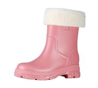 MODSGUE Bottes d'hiver doublées pour femme - Bottes de pluie chaudes - Bottes en caoutchouc - Basiques - Imperméables - Demi-hautes confortables - Antidérapantes - Chaussures de jardin basiques