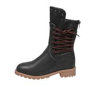 MODSGUE Bottes d'hiver pour femme - Vintage gothique - Bottes d'hiver à plateforme - Bottes de motard - Bottes de randonnée - En cuir noir - Bottes d'hiver plates, Noir , 39 EU