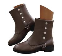 MODSGUE Bottes pour femme - Confortables - En daim - Courtes - Élégantes - Confortables - Basiques - Bout rond - Couleur unie - Bottes western, café, 40 EU