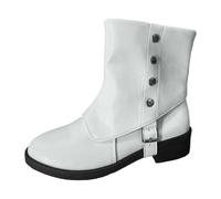 MODSGUE Bottes pour femme - Confortables - En daim - Courtes - Élégantes - Confortables - Basiques - Bout rond - Couleur unie - Bottes western, Blanc., 40 EU