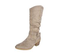 MODSGUE Bottes pour femme - Confortables - En daim - Talon élégant - Bout rond - Pour l'hiver - Couleur unie - Longue tige - Confortables - Basiques, kaki, 41