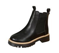 MODSGUE Bottines Chelsea pour femme avec bout carré - Confortables - Tendance - Avec talon bas - Semelle antidérapante - Pour l'hiver et l'automne, Noir , 38 EU