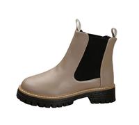 MODSGUE Bottines Chelsea pour femme avec bout carré - Confortables - Tendance - Avec talon bas - Semelle antidérapante - Pour l'hiver et l'automne, kaki, 38 EU