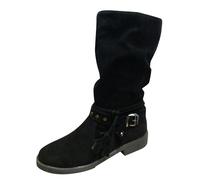 MODSGUE Bottines d'hiver pour femme - Élégantes - Courtes - Avec talon compensé - En cuir - Pour fête - Doublure en peluche - Bottes de neige chaudes en coton, Noir , 41 EU