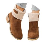 MODSGUE Bottines pour femme - Bottes de neige doublées - Bottes d'hiver - Bottes d'hiver confortables - Imperméables - Chaudes - En cuir synthétique, kaki, 41 EU