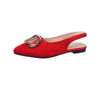 MODSGUE Bout pointu Buro pour femme - Confortable - Sans coupe plate - Design creux - Décoration nœud papillon - Couleur unie - Chaussures d'été confortables - Chaussures d'extérieur basiques, rouge