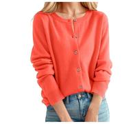 MODSGUE Cardigan en tricot pour femme - Col rond - En cachemire - Boutonnière - Pull léger - Vintage - Manches longues - Col rond - Veste classique - Pull élégant avec boutons - Manteau tricoté,
