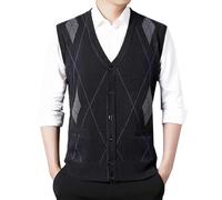 MODSGUE Cardigans en tricot pour homme - Gilet en laine pour homme - Gilet en tricot pour l'automne et l'hiver - Coupe ajustée - Col en V - Basique - Décontracté - Sans manches, gris foncé, M