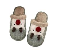 MODSGUE Chaussons de Noël pour femme - En peluche chaude - Doux et confortable - Antidérapants - Élan - Confortables - Couleur unie - Chaussures basiques pour invités - Pour l'intérieur et l'extérieur