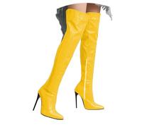 MODSGUE Chaussures de fête au-dessus du genou avec fermeture éclair pour femme sexy à talons hauts en cuir PU extensible bottes longues bottes de chevalier tendance pointues femmes bottes de chevalier