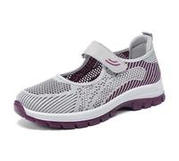 MODSGUE Chaussures de marche légères pour femme - Chaussures d'été larges - Chaussures orthopédiques - Baskets d'été respirantes - Mousse à mémoire de forme - Chaussures de sport pour infirmière, gris