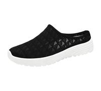 MODSGUE Chaussures orthopédiques pour femme en maille respirante, creuse, bout fermé, uni, pantoufles, décontractées, confortables, légères, mode estivale, Noir , 43 EU