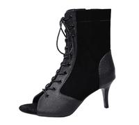 MODSGUE Class Bootie Sandales noires à talons hauts PUStiletto Bottines à lacets Couleur unie Sandales basiques avec bouche de poisson Chaussures de danse Mode Sandales de pole Dance Chaussures, Noir