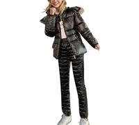 MODSGUE Combinaison de ski pour femme - Chaude - Thermique - Pantalon de snowboard - Ensemble d'hiver - Chaud - Sous-vêtements thermiques - Coupe-vent - Confortable - 2 pièces - Basique, Noir , XXL
