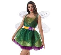 MODSGUE Costume de cosplay pour femme Forest Fairy Dress Ange déchu Ailes de diable Prêtre Nonne Ninja Sirène Uniforme Princesse Tenue pour Halloween Vert
