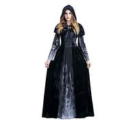 MODSGUE Costume d'Halloween pour femme - Chauve-souris noire - Ange déchu - Vampire - Sorcière - Robe adulte - Costume de sorcière - Grandes tailles - Confortable - Cosplay - Robe à paillettes