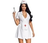 MODSGUE Costume d'infirmière pour femme - Robe avec bandeau - Costume de médecin - Uniforme de médecin - Cosplay - Halloween - Couleur unie - Confortable - Basique - Carnaval