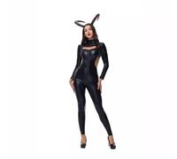MODSGUE Dentelle latex PU laçage col en V dos nu gothique en cuir synthétique couleur unie confortable bustier corset robe corset, Noir , M