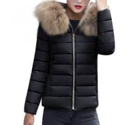 MODSGUE Doudoune pour femme - Manteau d'hiver court et chaud - Veste matelassée avec capuche en fourrure - Coupe ajustée - Fermeture éclair - Veste de transition - Veste de transition confortable