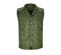 MODSGUE Gilet de travail pour homme - Gilet fonctionnel pour homme - Poches - Léger - Simple boutonnage - Gilet d'affaires - Gilet d'extérieur rayé - Gilet en lin confortable - Sans manches, Vert