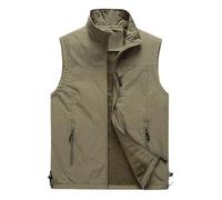 MODSGUE Gilet d'hiver en polaire pour homme - Gilet matelassé léger - Coupe-vent - Gilet de transition - Gilet de chasse thermique - Gilet de travail - Gilet de sport, kaki, L
